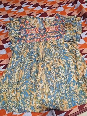 Savanna Jane Multicolor Paisley Print Top - Blue & Yellow
